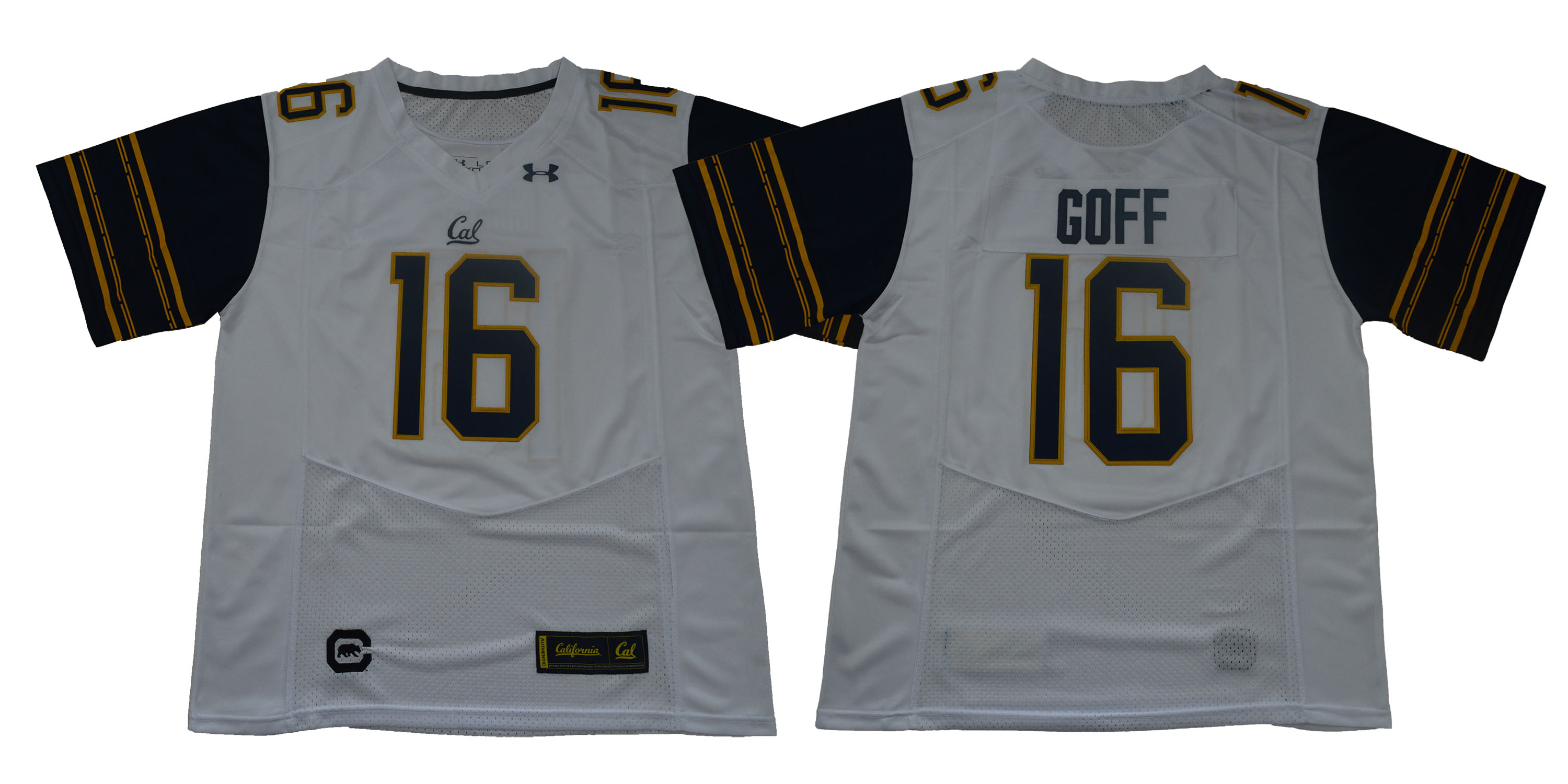Men California Golden Bears 16 Goff White Stitched NCAA Jersey